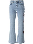 Gucci Embroidered Flower Flared Jeans - Blue