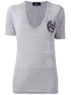 Dsquared2 Caten Twins V-neck T-shirt, Women's, Size: Large, Grey, Cotton/viscose