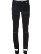 Off-white Distressed Skinny Jeans, Women's, Size: 28, Black, Cotton/spandex/elastane