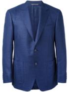 Canali Patch Pockets Blazer, Men's, Size: 52, Blue, Silk/linen/flax/wool/cupro