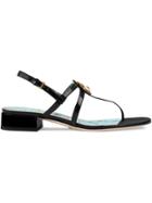 Gucci Patent Leather Sandal With Bee - Black
