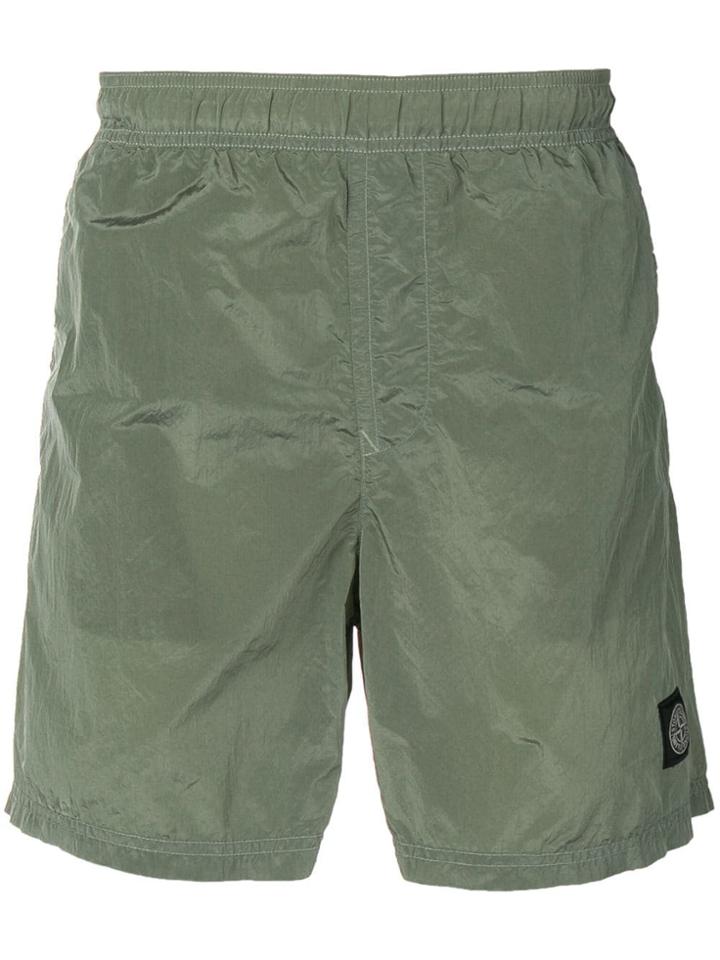 Stone Island Logo Patch Swim Shorts - Green
