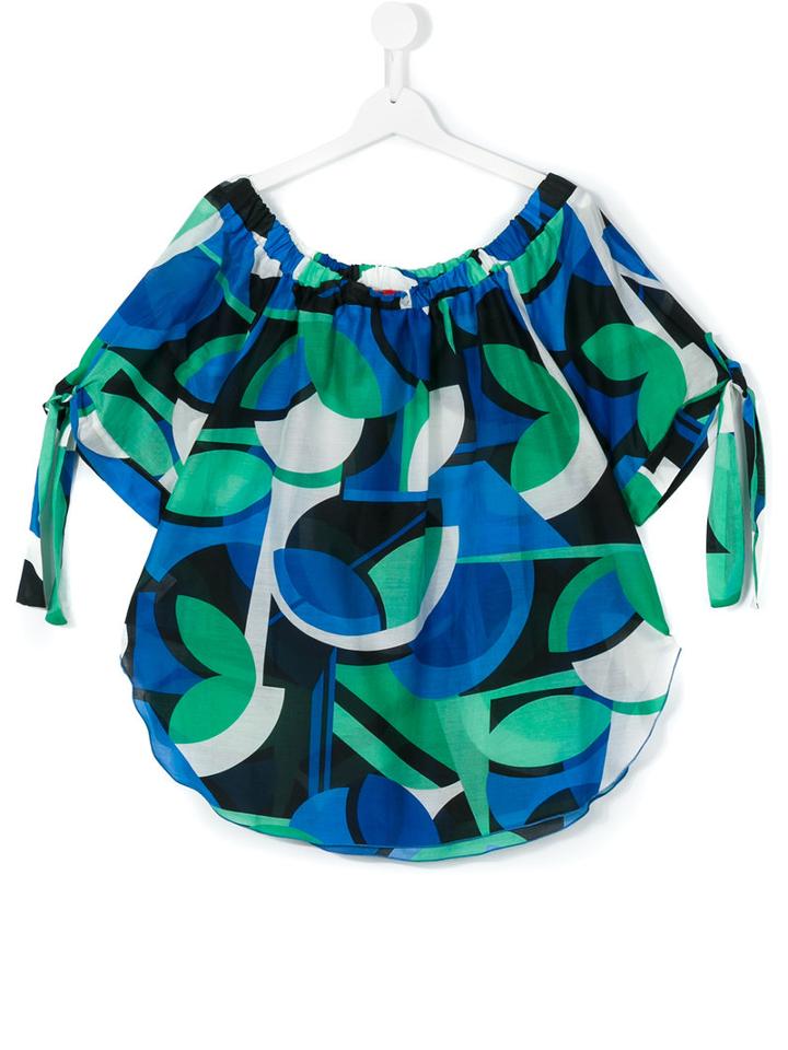 Loredana - Tied Sleeves Blouse - Kids - Silk/cotton - 14 Yrs, Blue