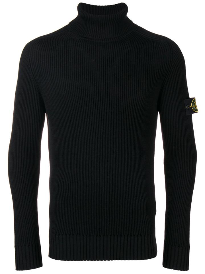 Stone Island Ribbed Turtle Neck Jumper - Black