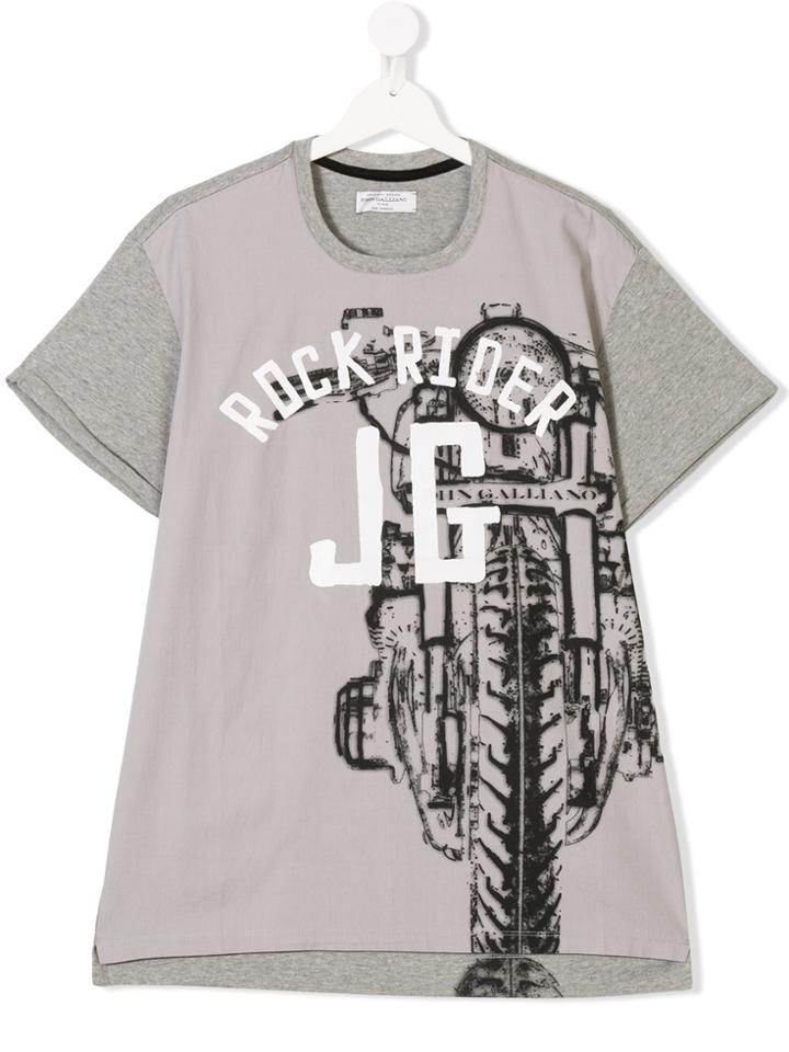 John Galliano Kids Teen Logo Print T-shirt - Grey