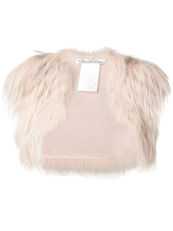 Oscar De La Renta - Open Bolero - Women - Silk/fox Fur - S, Pink/purple, Silk/fox Fur