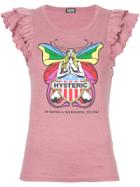 Hysteric Glamour Frill Sleeve Butterfly T-shirt - Pink & Purple