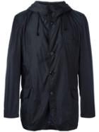 Yohji Yamamoto Hooded Buttoned Coat, Men's, Size: 3, Black, Nylon/polyester