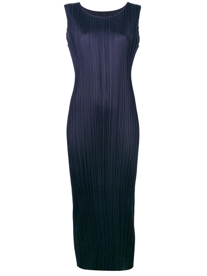 Pleats Please By Issey Miyake Long Pleated Dress - Blue