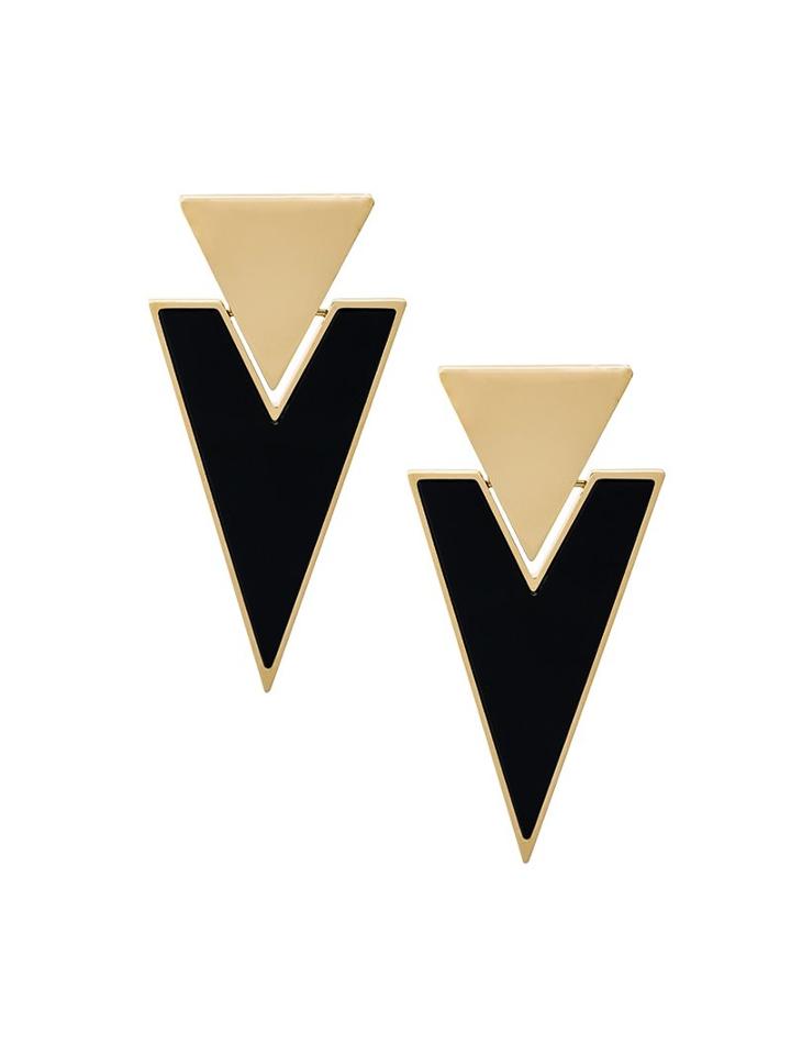 Saint Laurent Triangle Clip-on Earrings, Women's, Metallic