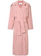 Walk Of Shame Striped Trench Coat - Red