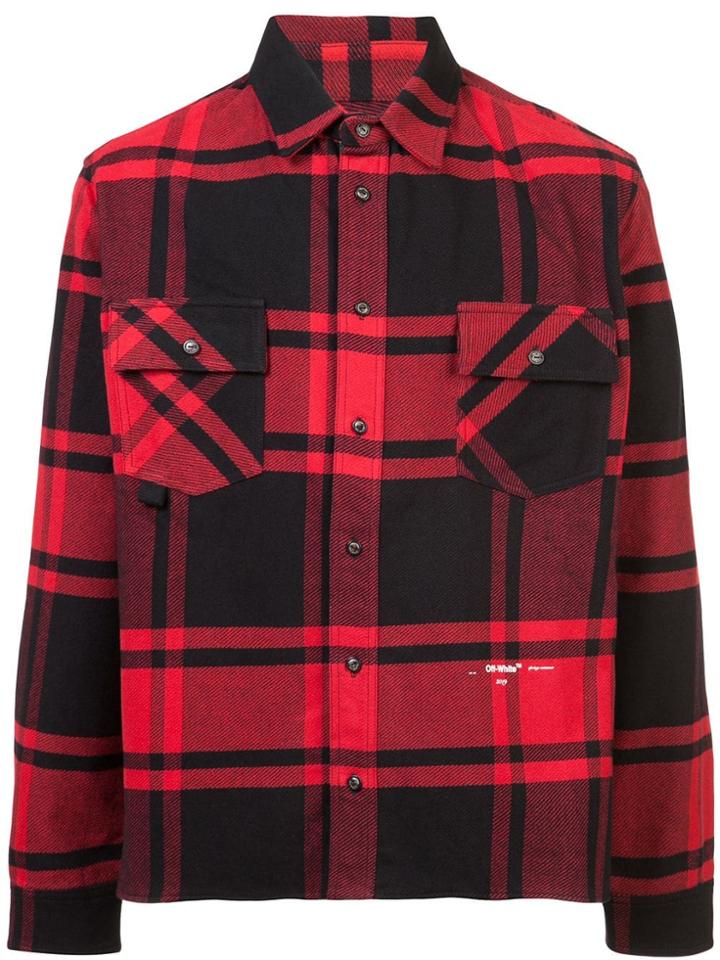 Off-white Long-sleeve Check Shirt - Red