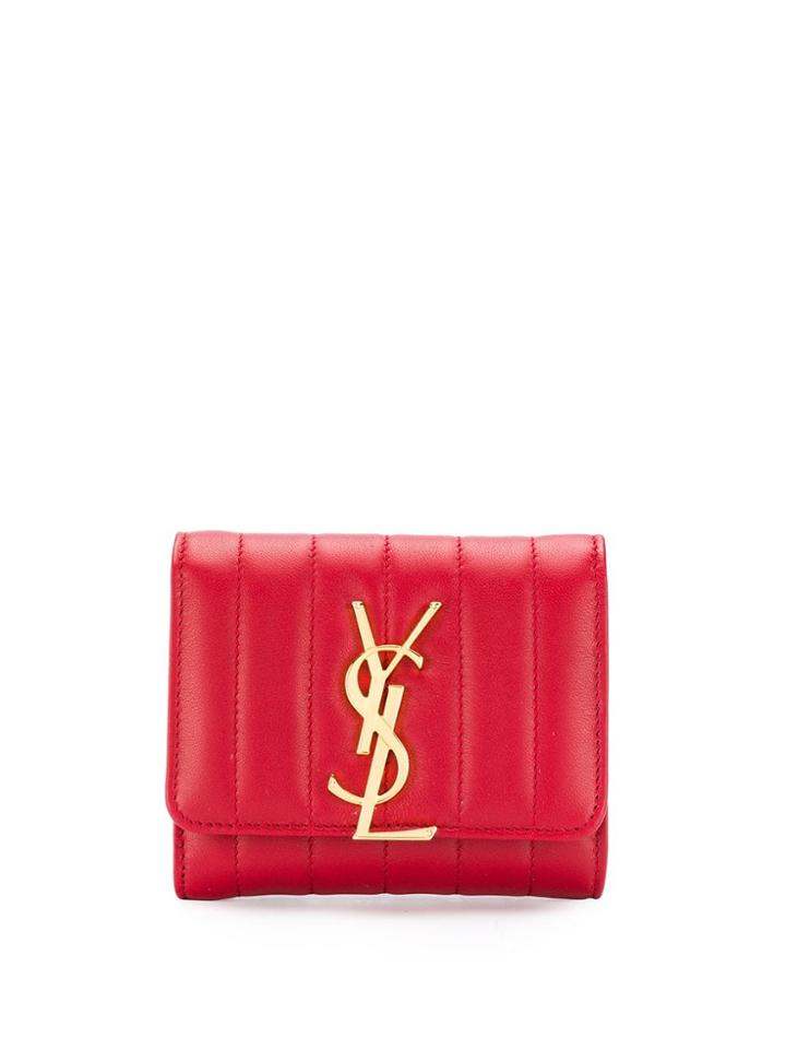 Saint Laurent Vicky Compact Tri-fold Wallet - Red