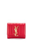 Saint Laurent Vicky Compact Tri-fold Wallet - Red