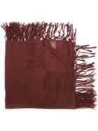 Brunello Cucinelli Fringed Scarf, Women's, Red, Silk/cashmere
