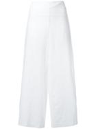 Stefano Mortari Side Slit Trousers, Women's, Size: 38, White, Linen/flax