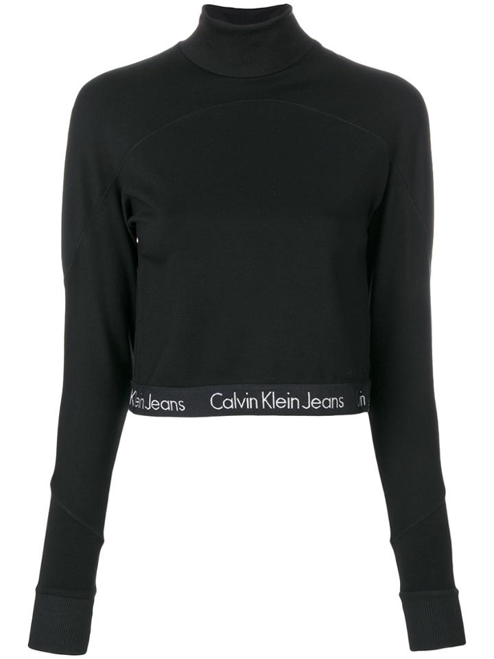 Ck Jeans Cropped Turtleneck Jumper - Black