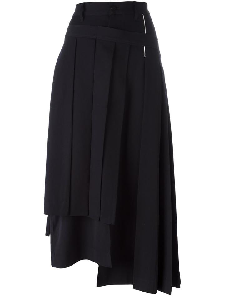 Yohji Yamamoto Wrapped Pleated Skirt, Women's, Size: 3, Blue, Wool