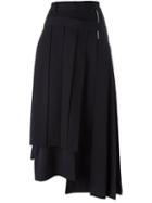 Yohji Yamamoto Wrapped Pleated Skirt, Women's, Size: 3, Blue, Wool
