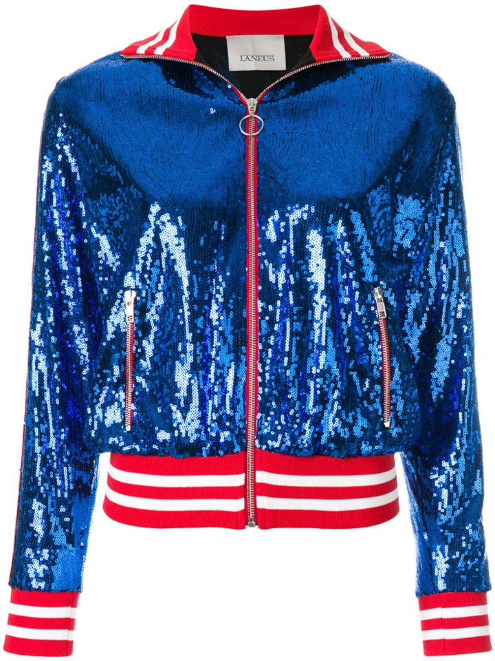 Laneus Paillette Bomber Jacket - Blue