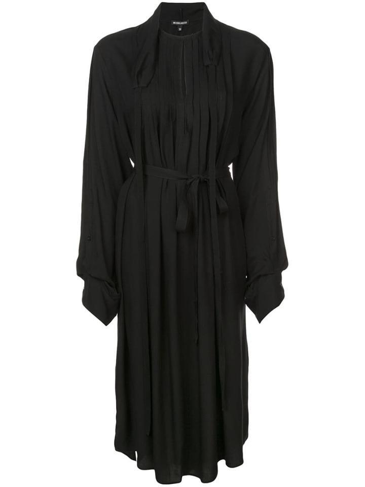 Ann Demeulemeester Pleated Belted Dress - Black