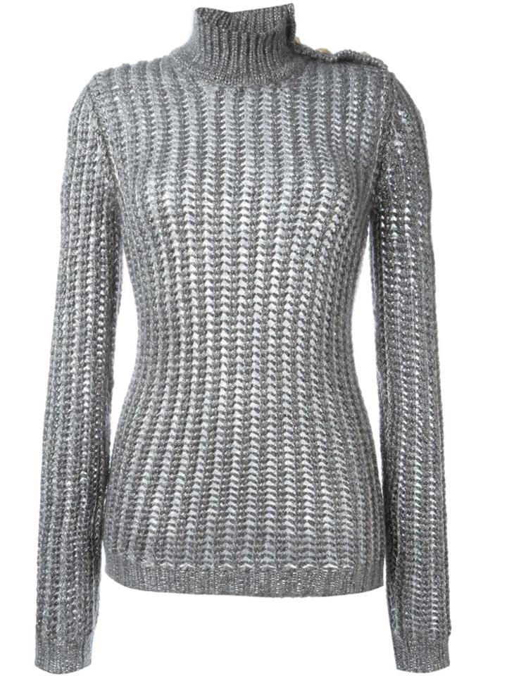 Balmain Roll Neck Jumper - Grey