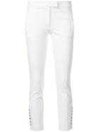 Joseph - Button Detail Cropped Trousers - Women - Cotton/polyester/spandex/elastane/viscose - 36, White, Cotton/polyester/spandex/elastane/viscose