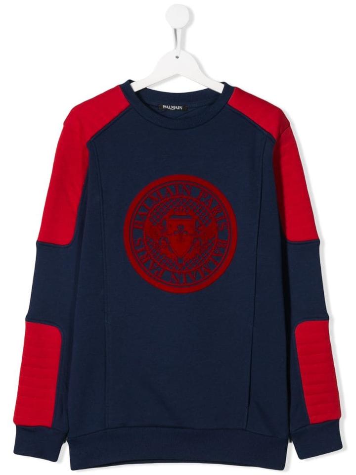 Balmain Kids Logo Print Sweatshirt - Blue