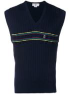 Valentino Vintage Chest Stripe Ribbed Vest - Blue