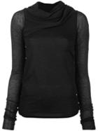 Rick Owens Lilies Silk Panel Draped Top, Women's, Size: 40, Black, Silk/cotton/polyamide/viscose
