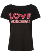 Love Moschino Logo Print T-shirt, Women's, Size: 42, Black, Cotton