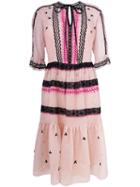 Temperley London - Poppy Field Tie Dress - Women - Silk/cotton/spandex/elastane/silk Organza - 8, Pink/purple, Silk/cotton/spandex/elastane/silk Organza