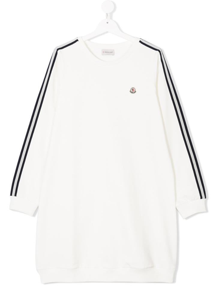 Moncler Kids Striped Detail Sweatshirt Dress - White