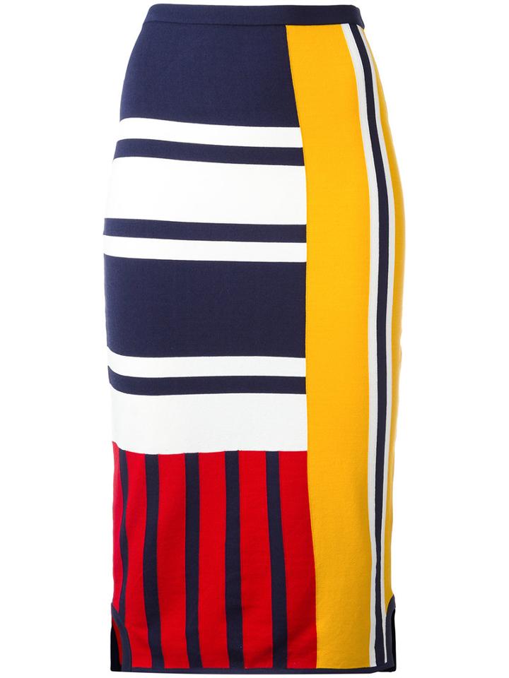 Tommy Hilfiger Patchwork Print Midi Skirt, Women's, Size: Medium, Blue, Polyamide/viscose