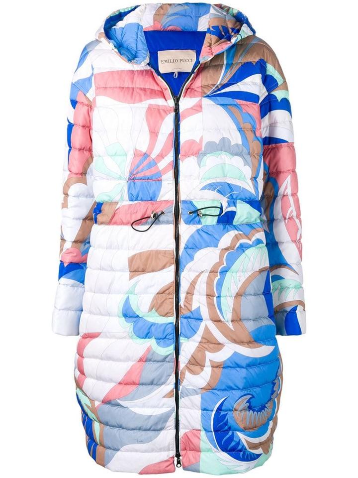 Emilio Pucci Acapulco Print Padded Coat - Blue