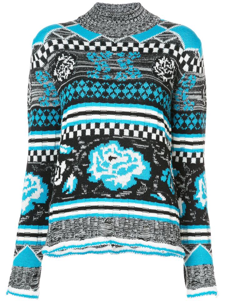 Msgm Intarsia Knit Jumper - Blue