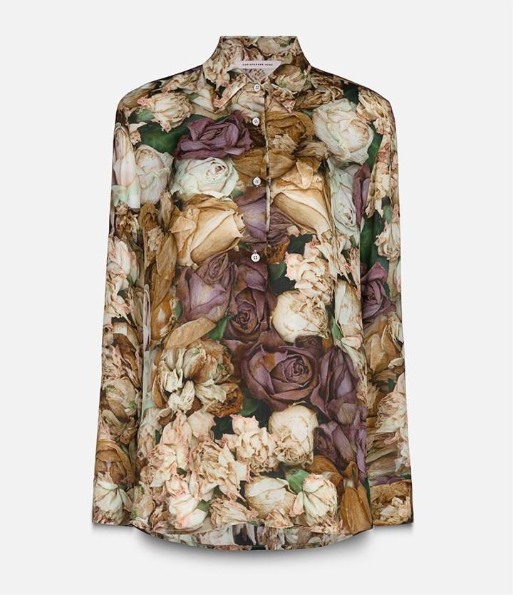 Christopher Kane Rose Print Shirt, Women's, Size: 42, Pink/purple, Silk
