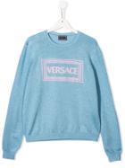Young Versace Logo Sweatshirt - Blue