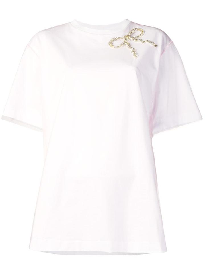 Vivetta Embellished Ribbon Detail T-shirt - Pink