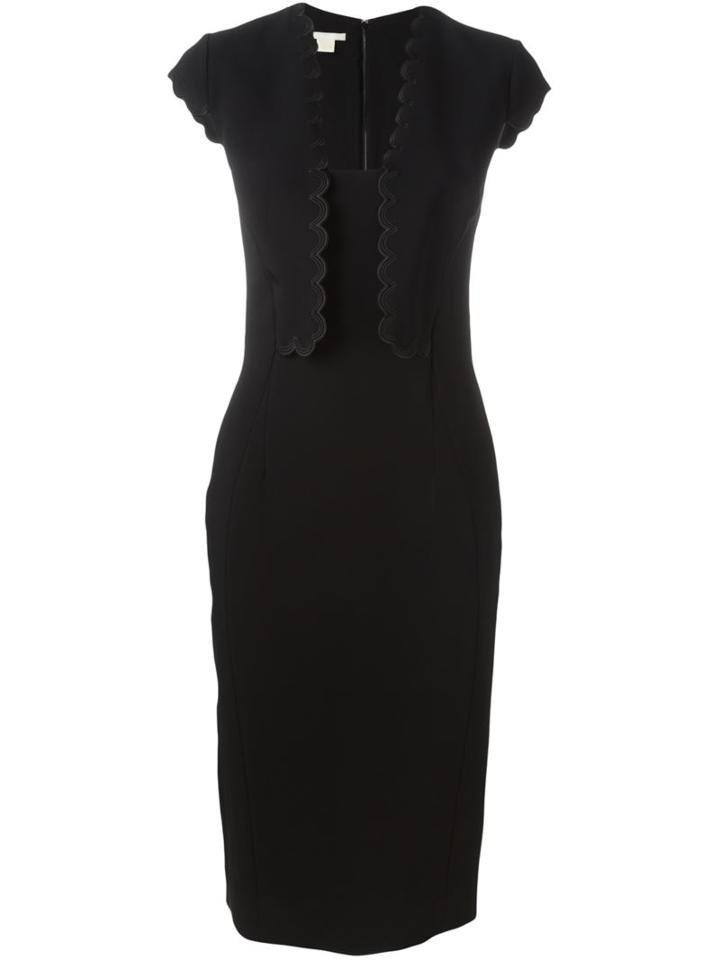 Antonio Berardi Scalloped Trim Fitted Dress, Women's, Size: 40, Black, Rayon/spandex/elastane/silk