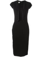 Antonio Berardi Scalloped Trim Fitted Dress, Women's, Size: 40, Black, Rayon/spandex/elastane/silk