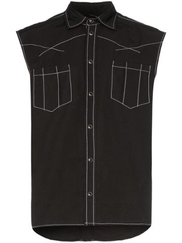 Boramy Viguier Sleeveless Stitching Detail Shirt - Black