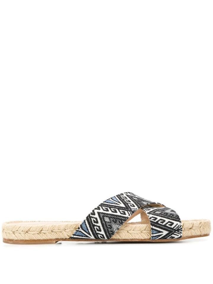 Solange Printed Twill Sandals - Black