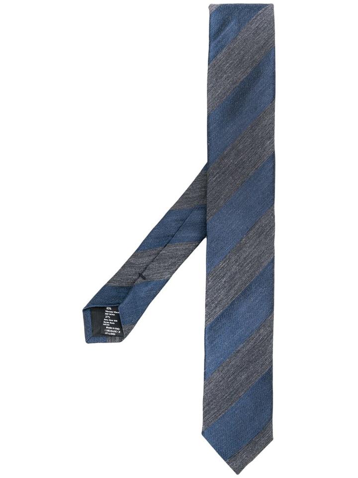 Boss Hugo Boss Striped Embroidered Tie - Blue