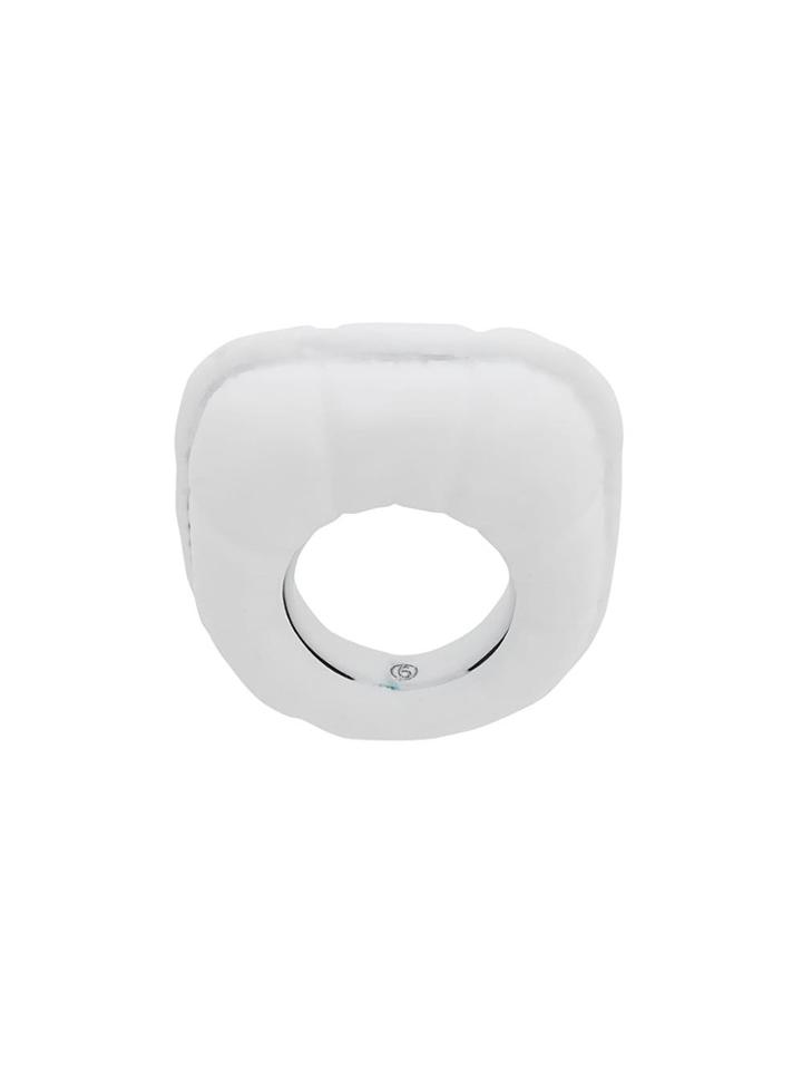 Mm6 Maison Margiela Quilted Effect Ring - White