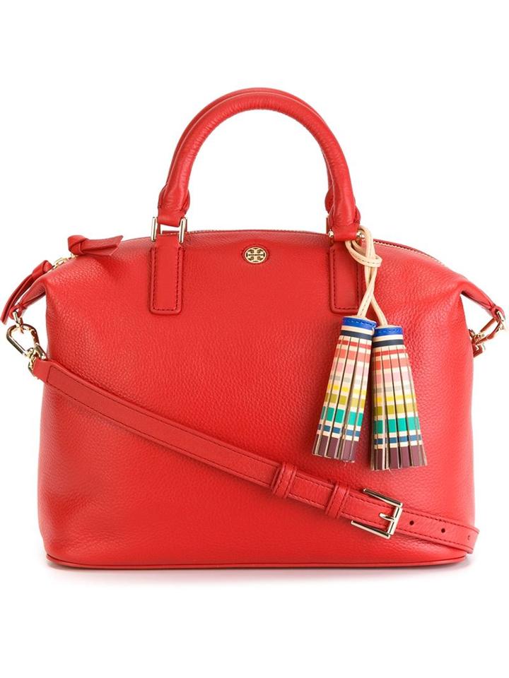 Tory Burch Tassel Detail Classic Tote, Women's, Red, Leather