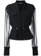 Balmain V-neck Fitted Jacket, Women's, Size: 36, Black, Silk/cotton/viscose
