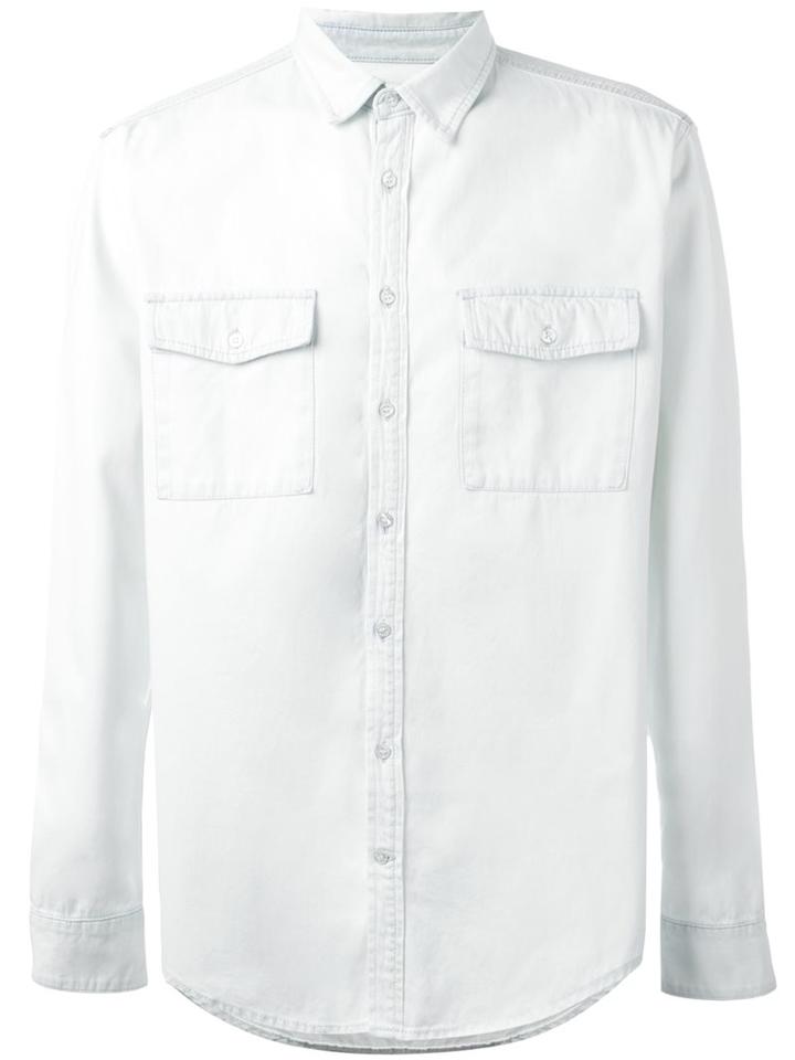 Msgm Back Logo Shirt, Men's, Size: 40, White, Cotton