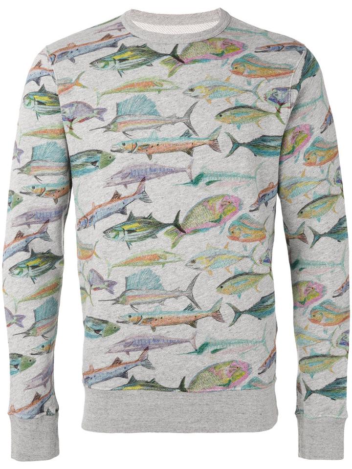 Bellerose - Fish Print Sweatshirt - Men - Cotton - M, Grey, Cotton