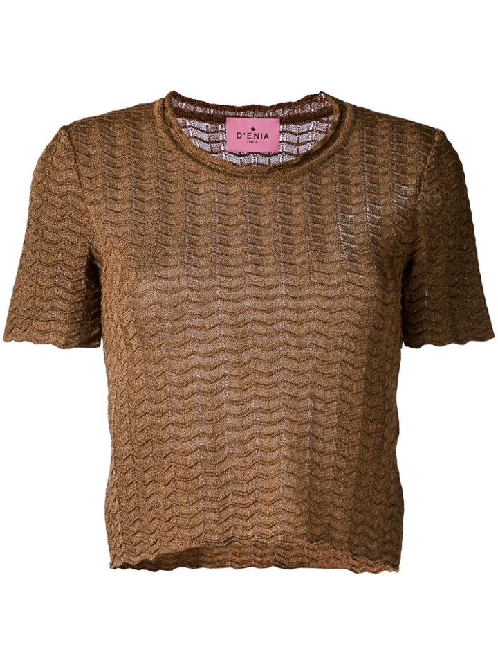 D'enia Textured Cropped Knit - Metallic
